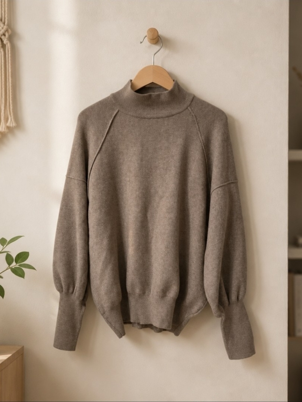 Zara Women’s Taupe Mock Neck Sweater